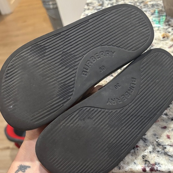 Burberry Kids Plaid Slide Slippers - Black and Beige - Picture 3 of 5